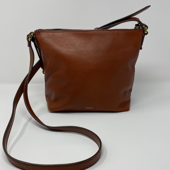 Fossil Handbags - Fossil Brown Leather Adjustable Strap Crossbody Purse